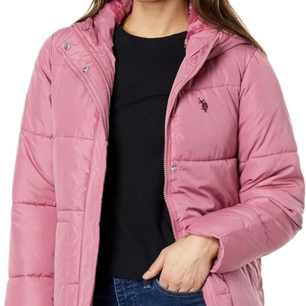 U.S. Polo Assn. Women's Pink Puffer Coat